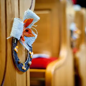 Close-up detail inside a church representing community life in Spragge, Ontario